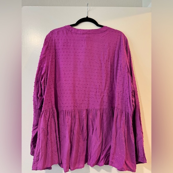 NWT Lane Bryant fuschia Swiss dot and lace Women's Top long sleeve size 22 - Picture 5 of 5